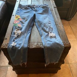 Embroidered blue jeans